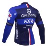 Wielershirt 2025 Groupama-FDJ Lange Mouw - Zwart Blauw